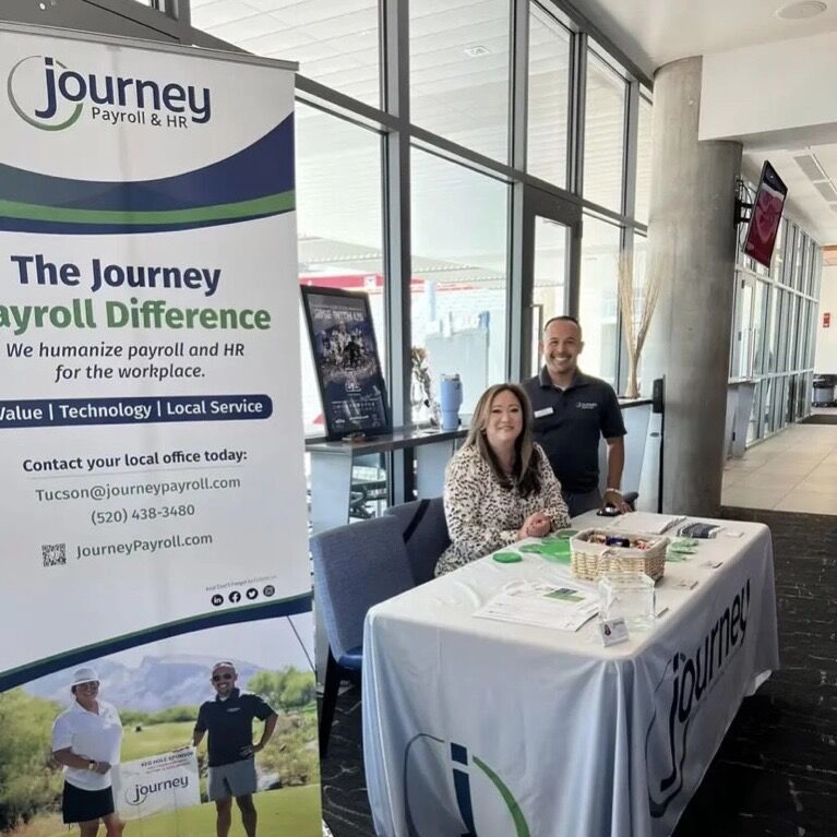 two people at a tradeshow